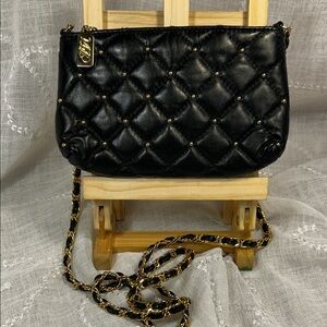 Saks Fifth Avenue leather quilted bag with chain strap almost NEW